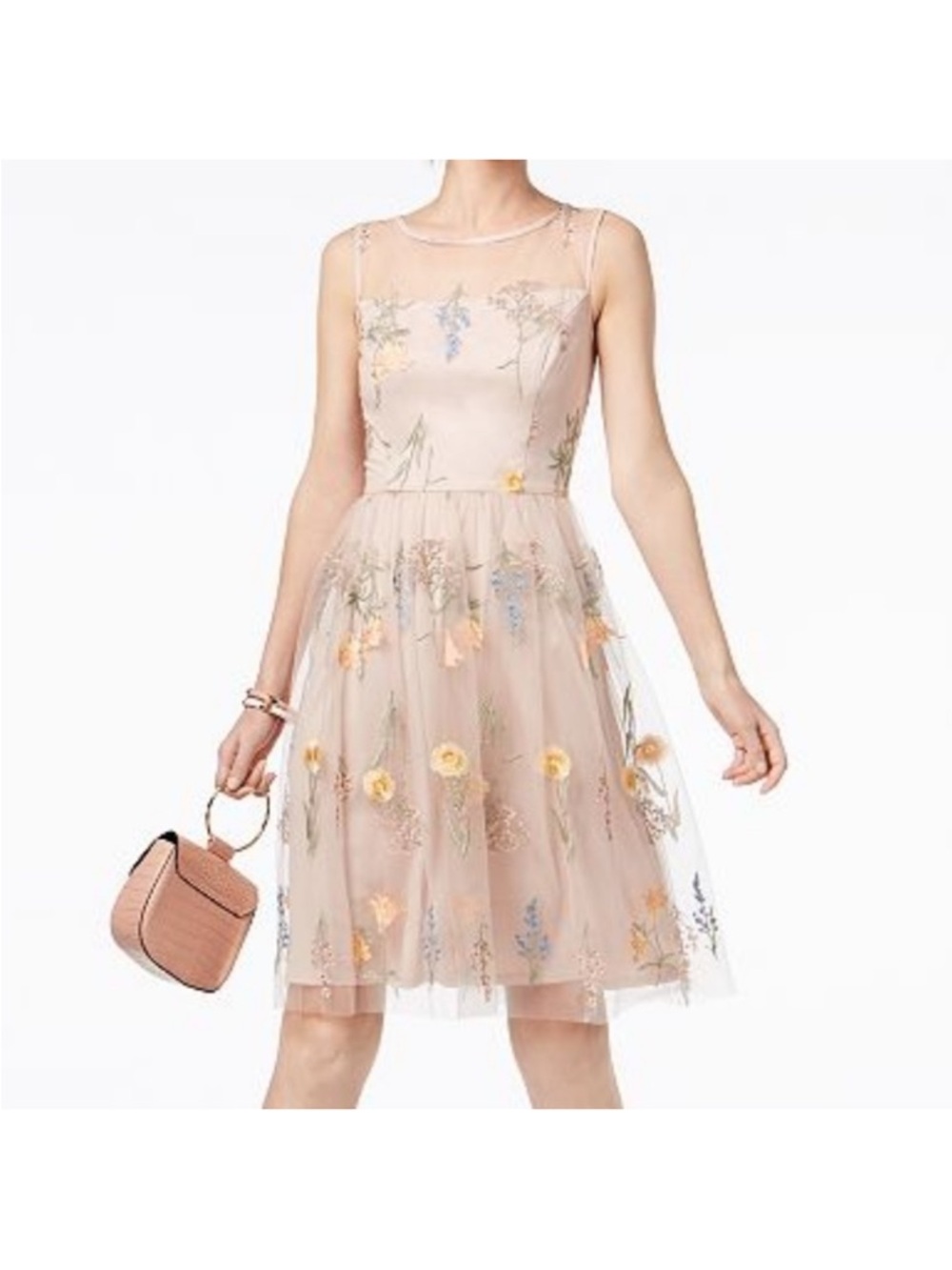 Jessica Howard Blush Floral Embroidered Dress